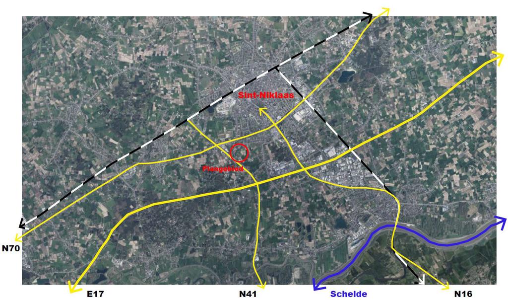 infrastructuren - Situeert zich binnen een resterende open ruimte ingesloten door de