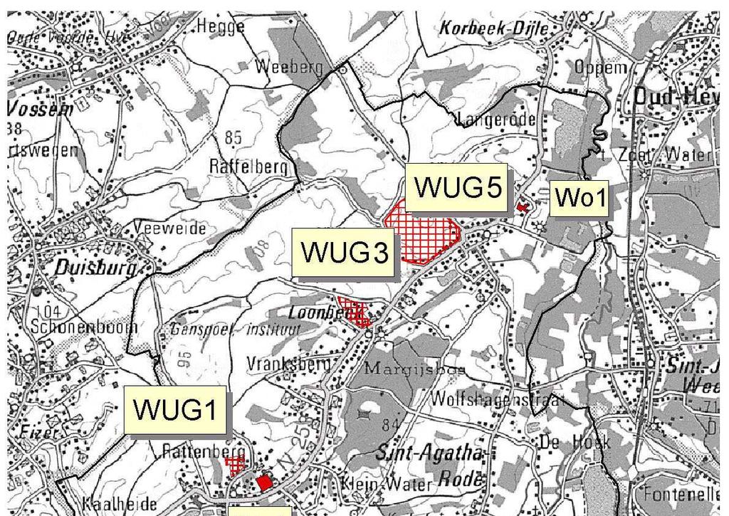Figuur 15: ligging van de woon(inbreidings)gebieden en de woonuitbreidingsgebieden 1.3.7.