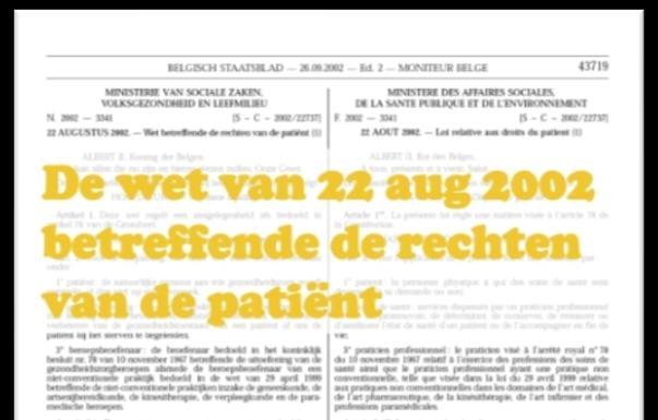 Toenemende aandacht voor patiëntenparticipatie Wet op de Patiëntenrechten (2002) Input van patiëntenverenigingen (Vlaams