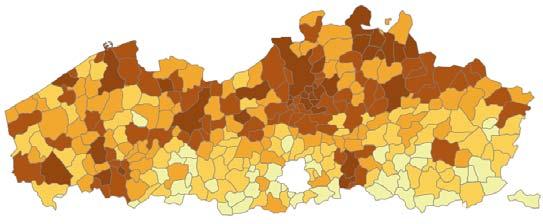 In de (centrum)steden en rond het Brusselse gebruikt 1 op 5 inwoners het openbaar vervoer om naar het werk te gaan.