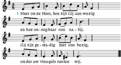 Wij zingen staande met de cantorij Heer onze Heer, hoe zijt Gij aanwezig (275) Cantorij 1, allen 2, 3 2. Gij zijt niet ver van wie U aanbidden, niet hoog en breed van ons vandaan.