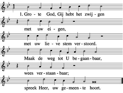 Wij zingen lied 317 Grote God, Gij hebt het zwijgen Schriftlezing: Johannes 4 : 1-26 Wij zingen 'Ik hoorde hoe Hij tot mij