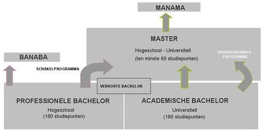 3 Vol energie VERDER STUDEREN Het hoger onderwijs in Vlaanderen heeft een bachelor-masterstructuur. Dat betekent dat elke student aan het hoger onderwijs begint met een bacheloropleiding.