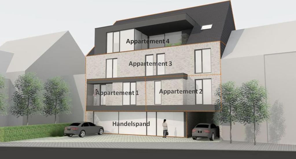 Dit nieuwbouwproject in Kortessem bevat 4 stijlvolle appartementen en een ruim handelspand. Waarvan de totaal oppervlakte voor de appartementen variëren van 83m² -132m² voorzien van ruimte terrassen.