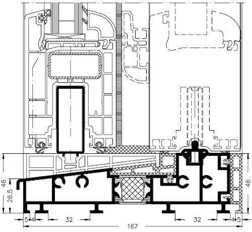 10 - Hefschuif : Schüco CT-70 HS: VOORDELEN Grotere constructies / mogelijkheid tot barrière-vrije drempel (rolstoelgebruik) HS (16,7 cm dik). EASYSLIDE Met glas U=1.