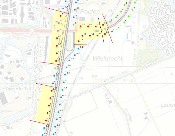 Geluidsbelastingen Het definitief ontwerp voorziet in een tweetal nieuwe aansluitingen op de A16. Dit betreft: De nieuwe westelijke aansluiting op het onderliggend wegennet gelegen ter hoogte van km.