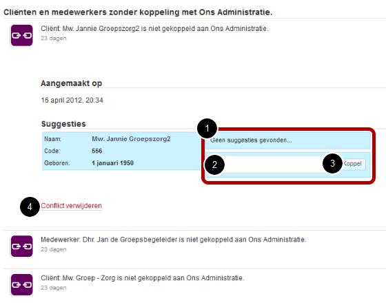 3. Personen zonder koppeling Het is de bedoeling altijd personen in te voeren in Ons Administratie, zodat deze met de realtime koppeling geïmporteerd worden in Ons Planning.