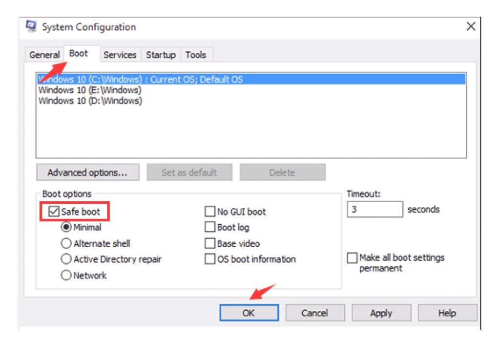 alternatief naar 'veilige modus' Windows toets + R >