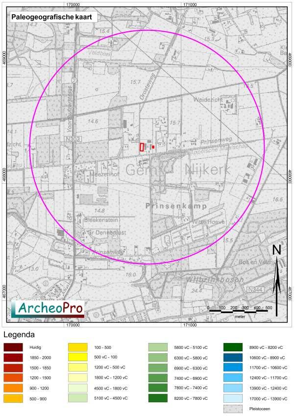 Archeologische onderzoek Prinsenweg 55, Nijkerk ArcheoPro Rapport, 13067, Pagina 9 Figuur 3: Uitsnede uit de