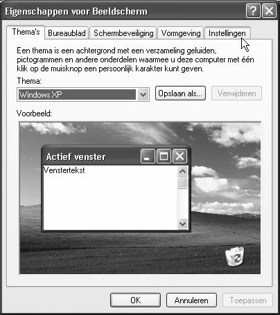 Windows-instellingen en de werkomgeving 11 Instellen van uw beeldscherm U kunt uw beeldscherm op verschillende manieren instellen.