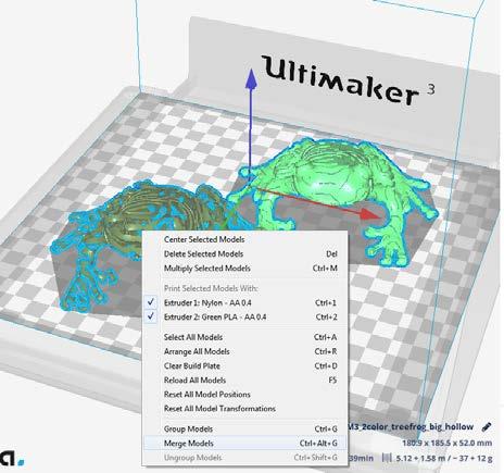 Ga vervolgens naar Per Model Setting en geef aan met welke Printkop dit model geprint moet worden. 4.