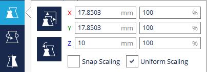 Move/verschuiven Bij deze knop kun je instellen waar je je model wilt neerzetten op het printbed, ook wel de buildplate genoemd. Je kunt dit per as (X-Y-Zas) instellen.