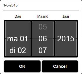 Scrol naar de juiste dag, maand en eventueel jaar en druk op OK.