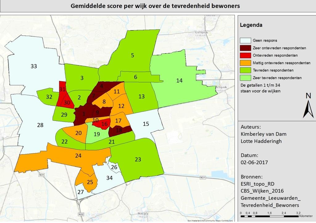 Wanneer de resultaten uit het wijksignaleringssysteem gericht op groen samengevat worden kan iedere wijk worden voorzien van een score (zie fig. 11).