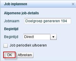 Het is ook mogelijk om de job periodiek te laten opbouwen in de achtergrond (doe dit wel enkel wanneer het echt nodig is om het systeem niet onnodig te belasten!). Klik Ok.