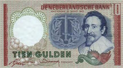 48-1aa 4) met Kleurenmisdruk - FR 15 5319 10 Gulden 1953 Hugo de Groot (Mev.