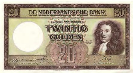 3) SPECIMEN met perforatie CANCELLED en serienummer 2 AB 000000 - UNC- 500 5344 5345 5344 20 Gulden 1955