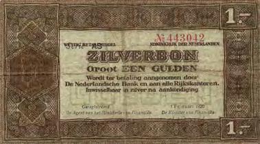 5210 5211 5213 5210 1 Gulden 1920 Zilverbon met 2 serieletter (Mev. 03-1b / AV 3.