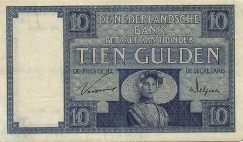 Meisje (Mev. 39-2b / AV 28.1c) - ZG/FR - met stempels VERNIETIGEN 30 5270 5271 5270 10 Gulden 1924 Zeeuws Meisje (Mev.