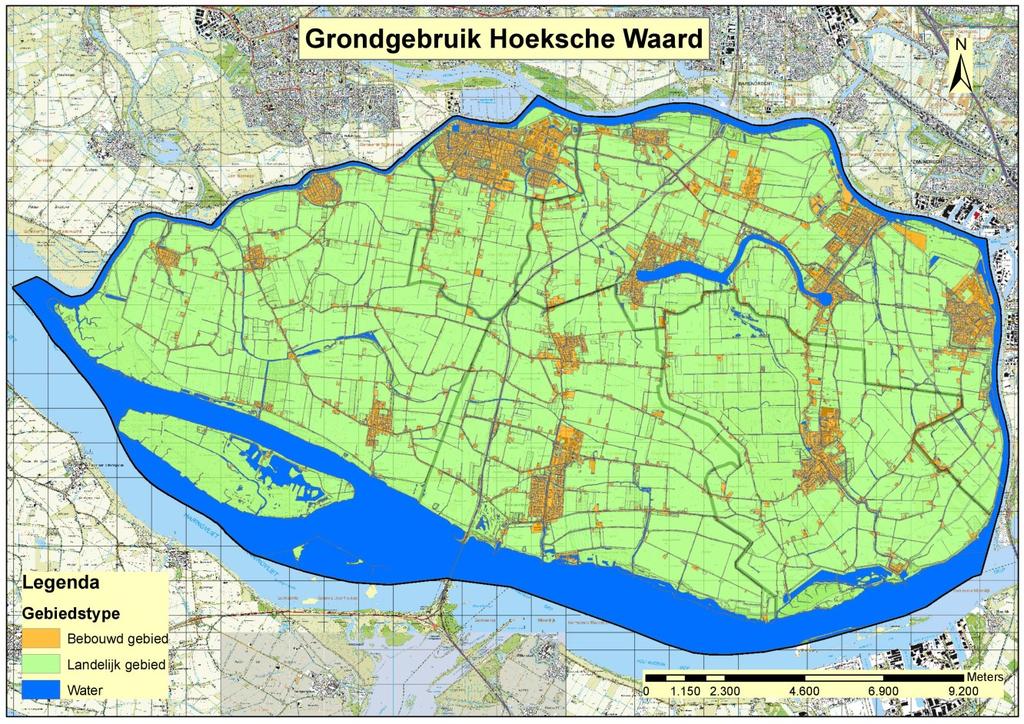 Bodem en water Een kleine 20% van de Hoeksche Waard bestaat uit water.