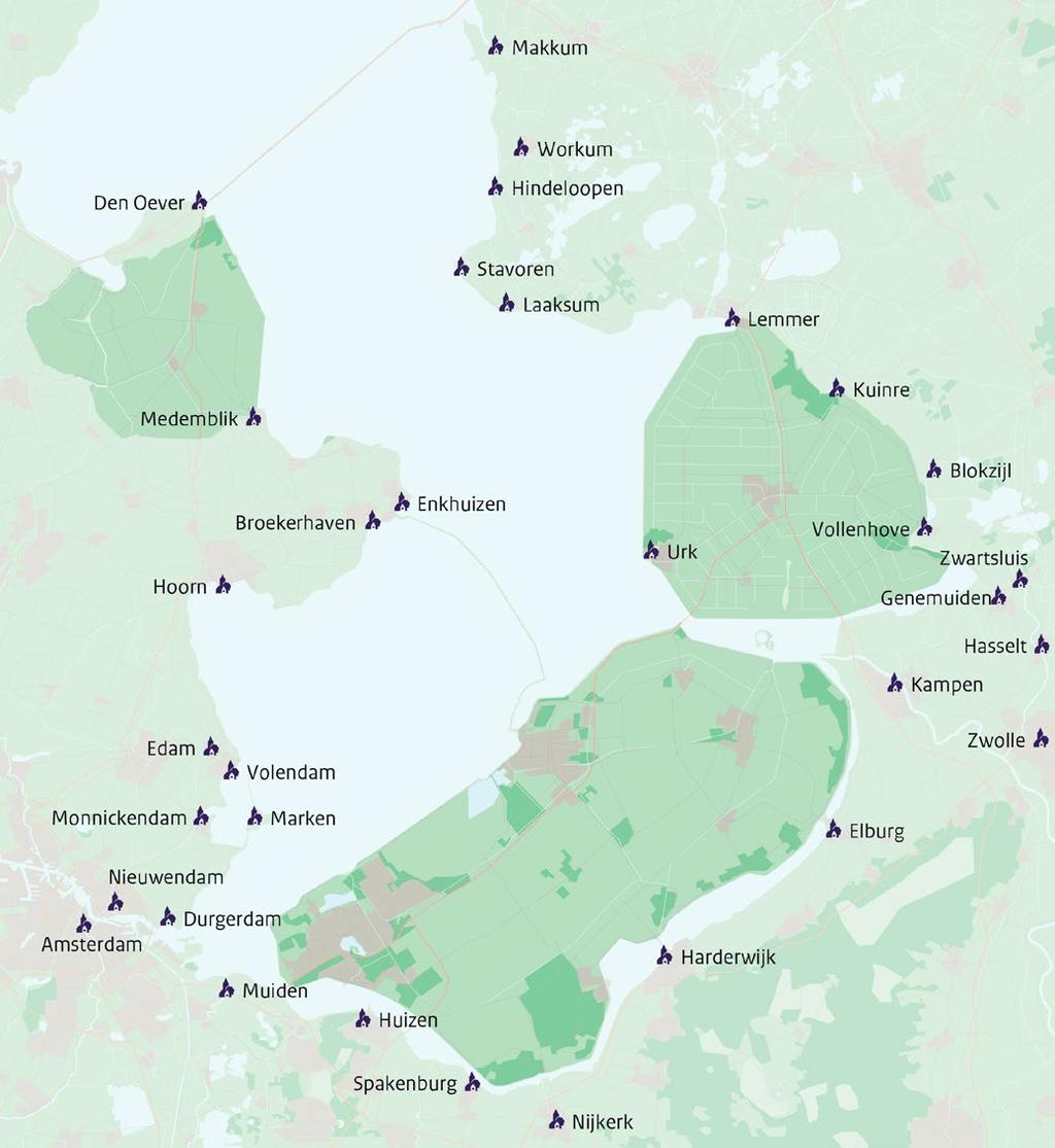 68 Alle dorpen en steden van het oude land Historische havensteden en -dorpen aan het IJsselmeer. Medemblik en het Muiderslot bij Muiden herinneren nog aan de middeleeuwse machtsverhoudingen.