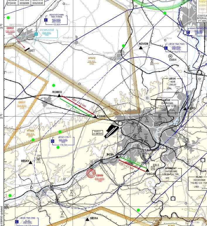 In gecontroleerd gebied > Kruisen van gecontroleerde gebieden OCR, cleared to enter via Kallo, 1200 ft, report 2 minutes before crossing extended runway axis, runway 29 in use, regional QNH 1002