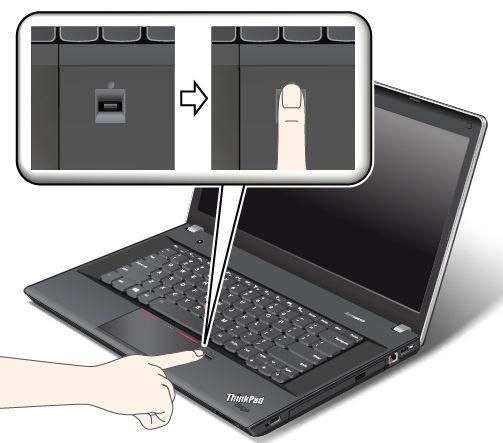 1. Plaats de bal van uw vinger (het centrale deel van de vingerafdruk) op de kleine cirkel boven de lezer. Zorg dat het bovenste vingerkootje zich helemaal op de lezer bevindt.