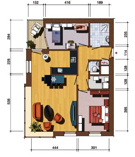Type B Hortensialaan 16, 22(s), 24, 30(s), 32 en 38(s) De appartementen B bevinden zich op de eerste, tweede en derde verdieping. Dit is voorzien van een woonkamer met half-open keuken van 34 m².
