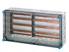Railsysteemkast voor combinatie met zekeringkast Mi 64 ominale stroomsterkte van railsysteem 0 A Wand railsysteem -polig, L1-L: 1 x 10 mm, : 1 x mm, : 1 x mm bruikbare breedte tussen de