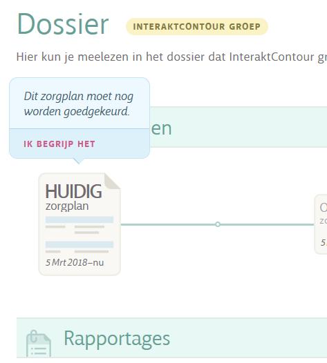 Uw zorgplan verschijnt op uw scherm