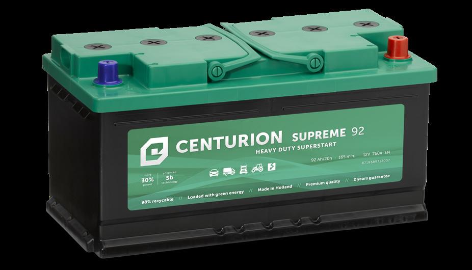 PRODUCTOVERZICHT De 12 Volt startaccu s van Centurion Battery worden op basis van de Internationale norm EN50342 vervaardigd waarbij met name de constructieve eigenschappen aangepast worden aan de