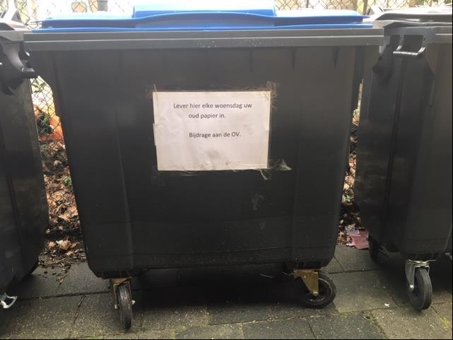 INZAMELEN OUD PAPIER Iedere woensdagochtend staat er een oud papier-container op het schoolplein tussen 8.15 en 8.30 uur. Hier kan het oud papier wekelijks worden ingeleverd.