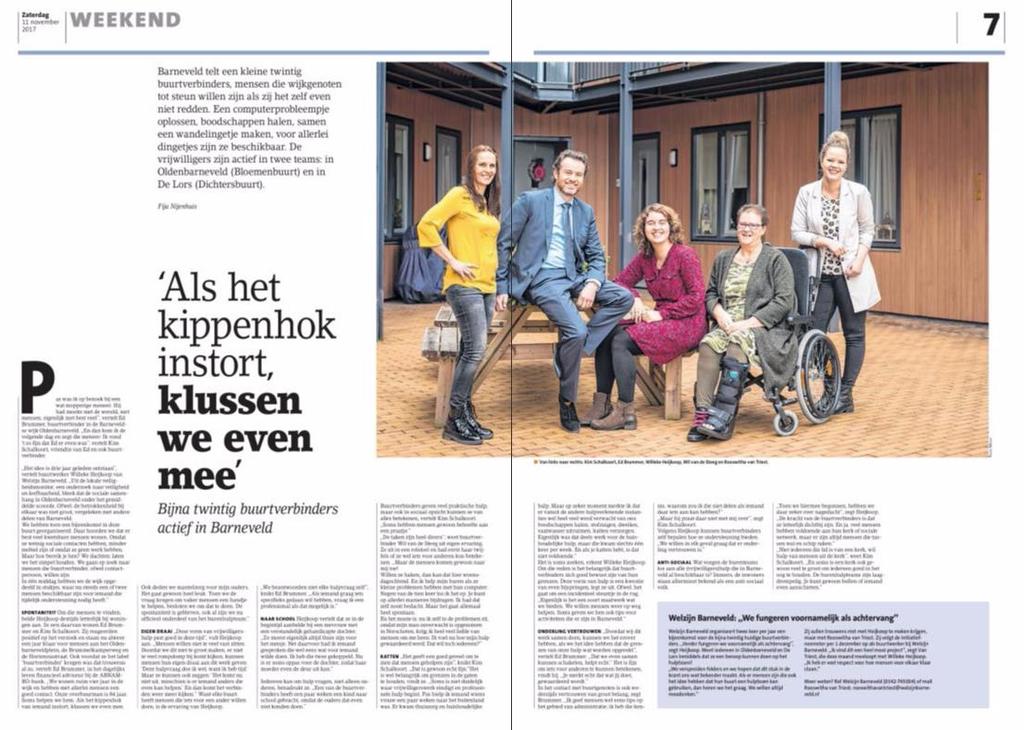 Dit resulteerde in een artikel in de Barneveldse Krant van 11 november (in samenwerking met Burenhulpteam De Lors).