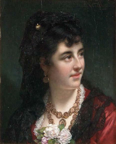 19* JAN PORTIELJE (1829-1895) Damesportret. Paneel (mahonie). Getekend 'JPortielje'. Portrait d'une dame. Panneau (acajou). Signé 'JPortielje'.