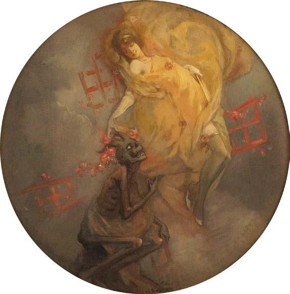 211* JAN FRANS DE BOEVER (1872-1949) 'La roue du diable' Paneel. Getekend 'J.De Boever'. Titel en signatuur op karton op verso. Panneau. Signé 'J.