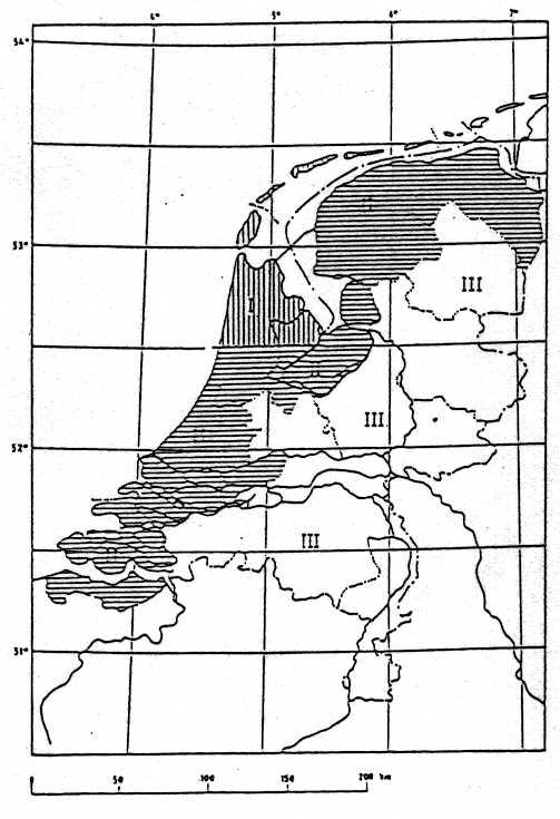Rapportcode: 6.010-9-1w Datum: 4 oktober 2007 Pagina: 17/17 Bijlage 3 NEN 2778, Windsnelheidsgebieden. Verdeling van Nederland in 3 gebieden ten aanzien van de te hanteren stuwdruk.