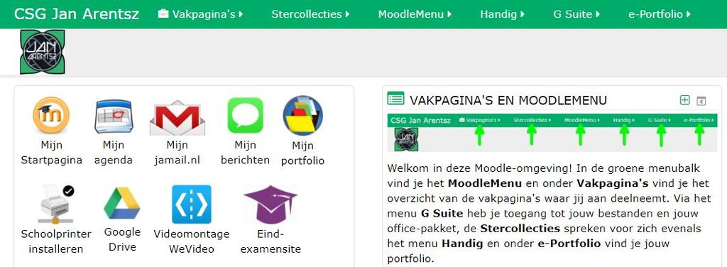 MoodleMenu Alle belangrijke menukeuzes voor jou als leerling en docent zijn rechtstreeks bereikbaar via het MoodleMenu: al jouw vakpagina's, jouw persoonlijke (en meest actuele lesrooster,