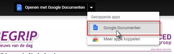 FIGUUR 7: HET OPENEN VAN GOOGLE DRIVE IN CHROME BROWSER Door, na het openen van een bestand in Google Documenten, op Read&Write te klikken verschijnt de werkbalk.