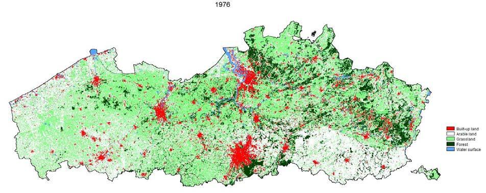 Betonstop Trendbreuk toenemende verharding 1976 Vlaanderen en Brussel: 1976: 4 5%