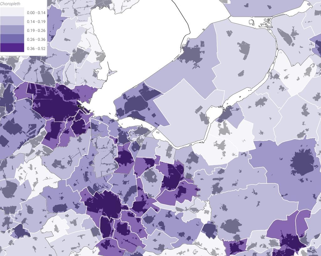 Wat betreft arbeidsparticipatie van de middelhoog opgeleide beroepsbevolking lijkt Lelystad op de grote steden, waar de participatie van deze groep vrij laag is.