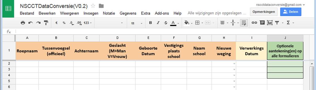 Werkblad Om het werkblad te gebruiken heeft u een Google account nodig. U kunt dit, mocht u dit nog niet hebben, gratis aanvragen op: https://accounts.google.