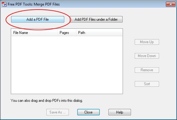 1. Merge PDF Files kunt opstarten.