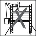 Het gebruik van hijswerktuigen op of aan de steiger is niet toegestaan (figuur 2), dit kan de stabiliteit ernstig beïnvloeden.