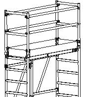 VI.II Méthode de construction échafaudage pliant RS TOWER 54 Pour une hauteur de plate-forme de 1 mètre, suivez les étapes de 1 à 3. 1. Montez les roues dans le cadre pliant à 6 échelons. 2.