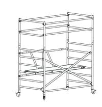 Pour une configuration de base avec une hauteur de plate-forme de 1 mètre et de 1,8 mètre, montez les roues Ø 125 mm dans le cadre pliant et fixez-les. 3.