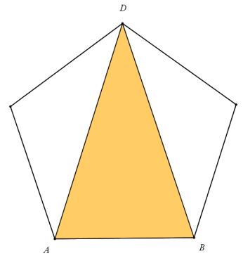1 e stap Een pentagram krijg je door in een regelmatige vijfhoek alle diagonalen te trekken.