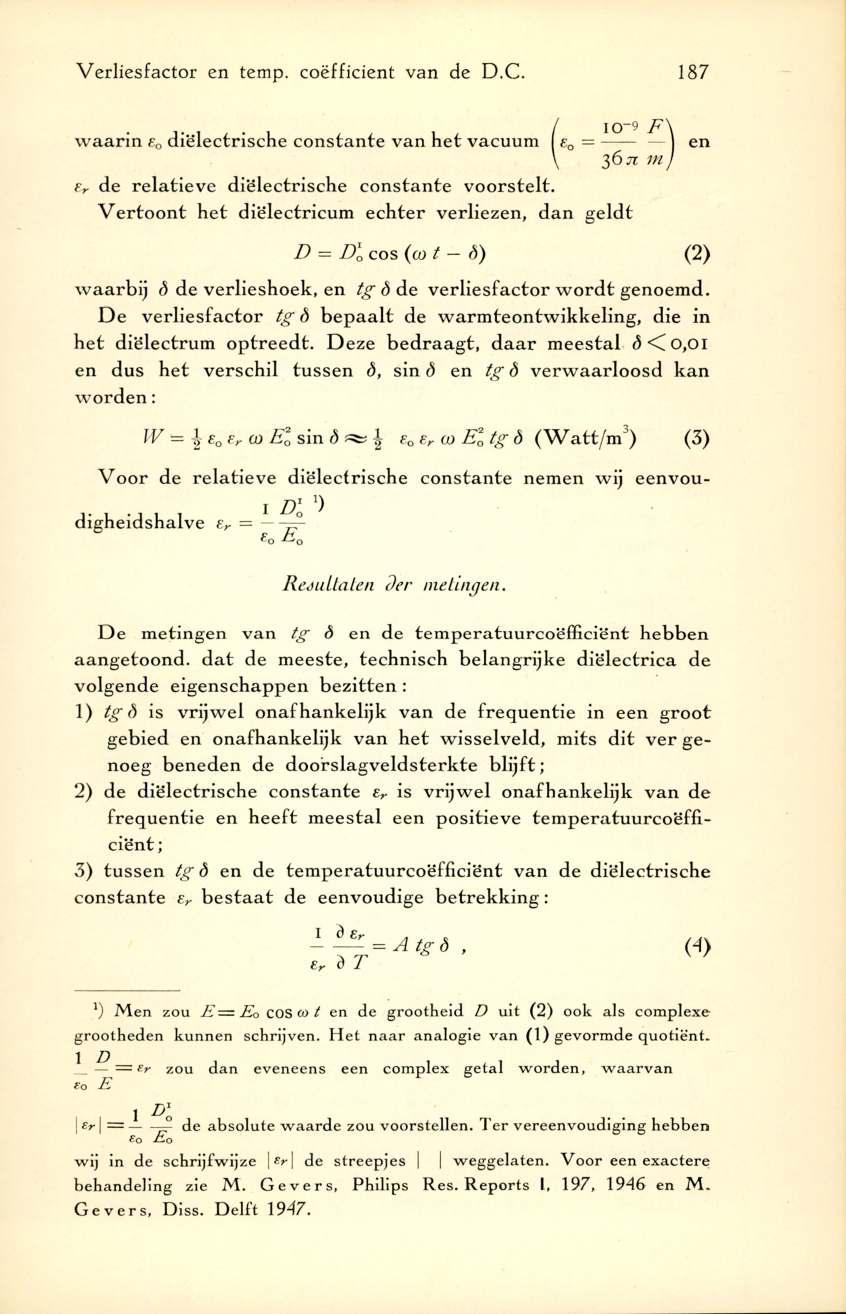 V erliesfactor en temp. coëfficiënt van de D.C.