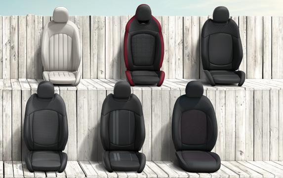 T9GK Bekleding leer Lounge Satellite Grey (3) (inclusief comfortstoelen) In combinatie met JCW Pakket (7HN) of JCW Trim Pakket (7KQ) In combinatie met Chili (7Y2) 1.990,1.670,920,1.010,- 1.645,1.