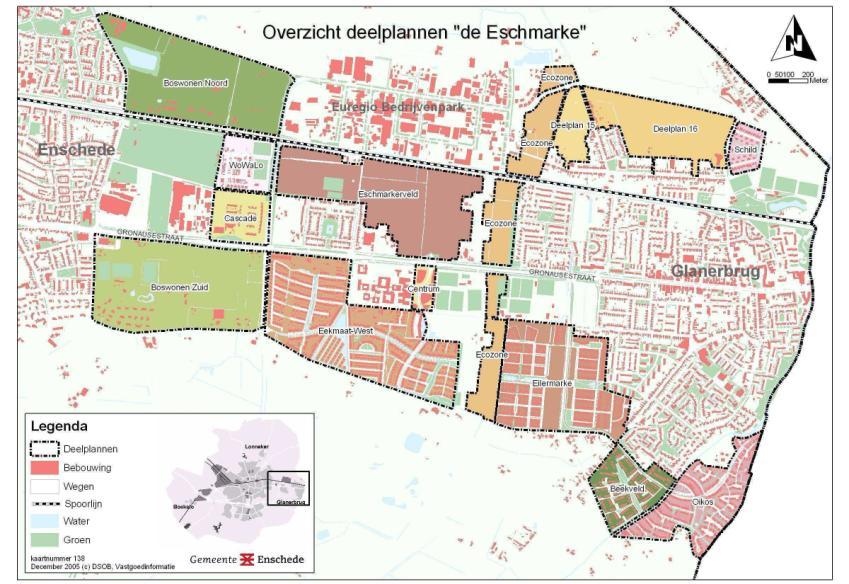 6 Case Eschmarke 6.1 Inleiding De locatie Eschmarke is een nieuwbouw woongebied aan de oostzijde van de gemeente Enschede, tussen Enschede en Glanerbrug.