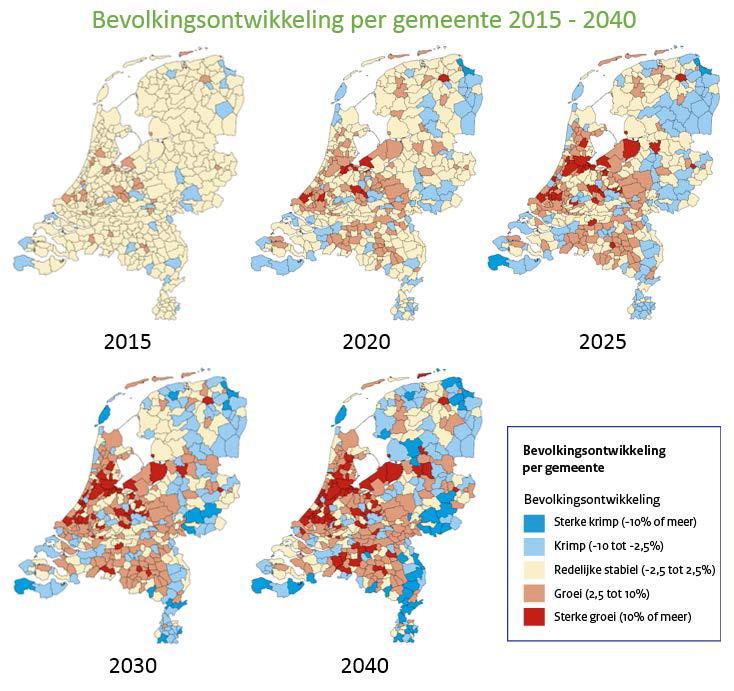 Bevolkingsontwikkeling per gemeente 2015 2040 (Planbureau voor de Leefomgeving, 2013) In het kader van Een koers voor Zuid-Limburg; actieprogramma Zuid-Limburg mei 2012 9 en het vervolg hierop door